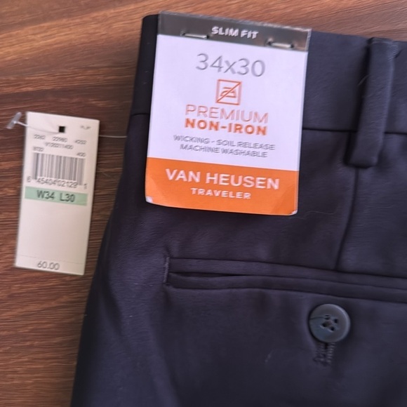 VAN HEUSEN Slim Fit Non Iron Blue Pants size 34x30 - Picture 4 of 8